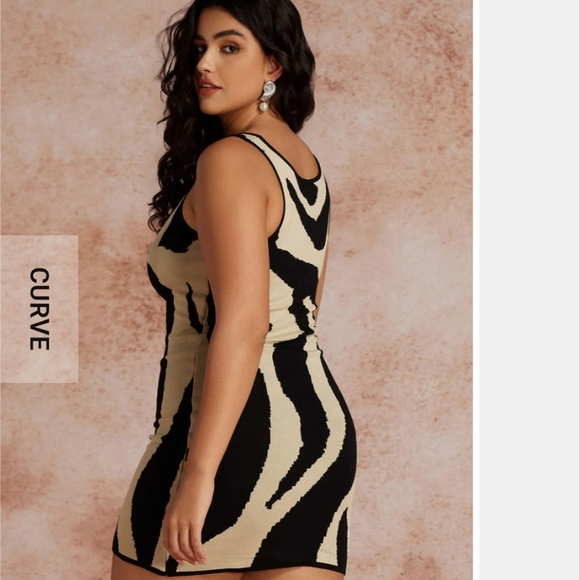 Micas Curve Zebra Print Sleeveless Knit Mini Dress - Picture 4 of 10